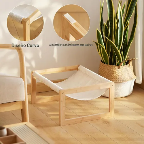 Vista 8 de kiplant Hamaca grande para gatos, hamaca elevada de madera de bambú para mascotas, 21 x 16.5 pulgadas, adecuada para gatitos, cachorros, conejos