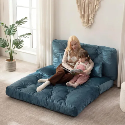 Vista 16 de Sofá cama plegable, silla convertible con almohada, colchón plegable con soporte para la espalda, silla plegable portátil, cama, cómodo sofá de piso