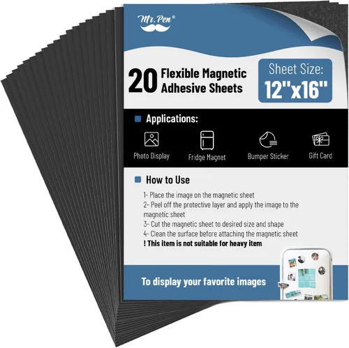 Vista 14 de Mr. Pen - Hojas magnéticas adhesivas, 2" x 3", paquete de 45, hoja magnética, papel magnético, hojas de papel magnético, hojas magnéticas