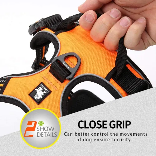 Vista 5 de JUXZH Truelove Arnés para perro sin tirones con mango de fácil control y 2 accesorios para correa, chaleco reflectante ajustable para mascotas