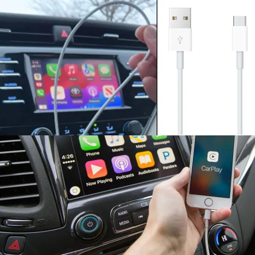 Vista 2 de Paquete de 2 cables de coche CarPlay para iPhone 17 Air/15/16 16e 15 Pro Max 15 Plus USB A a USB tipo C cable de datos, iPad 10ª generación, Samsung