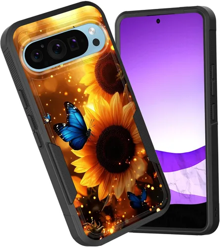 Vista 56 de Funda para Pixel 6A, funda híbrida de doble capa resistente a prueba de golpes de policarbonato duro de silicona suave TPU para Google Pixel 6A
