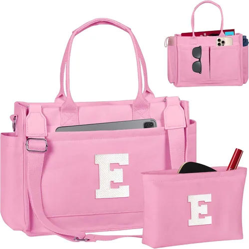 Vista 61 de Easter Basket Stuffers, Initial Tote Bag with Makeup Bag, Birthday Gifts for Women, Teen Girl Gifts Trendy Stuff