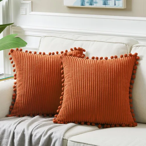 Vista 12 de Fancy Homi Juego de 2 fundas de almohada decorativas negras de 12 x 12 pulgadas con pompones para sofá y cama, decoración moderna de estilo bohemio
