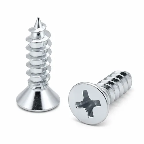 Vista 11 de 100 Unidades Tornillos para Madera #6 x 1" Cabeza Plana Recubiertos de Zinc Cabeza Phillips (BCP4) Phillips Drive, rosca profunda con punta fina