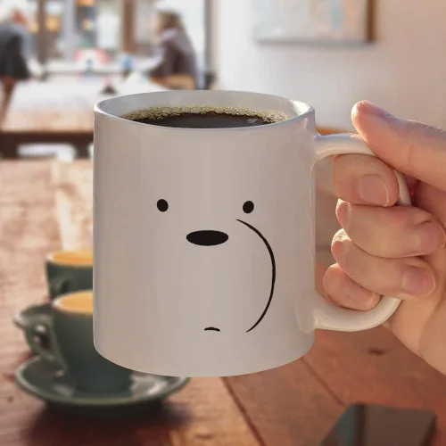 Vista 4 de We Bare Bears - Taza de café de cerámica con diseño de oso de hielo, tazas de regalo novedosas para café, té y bebidas calientes, 11 onzas