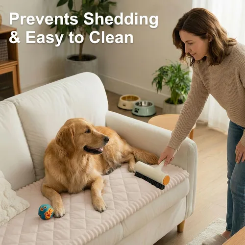 Vista 8 de Smiry Couch Cover for Dogs, Non Slip Washable Pet Sofa Protector for Large Dogs, Cats, Fuzzy Plush Sofa Covers Backrest & Armrest, Against Fur, Dirt