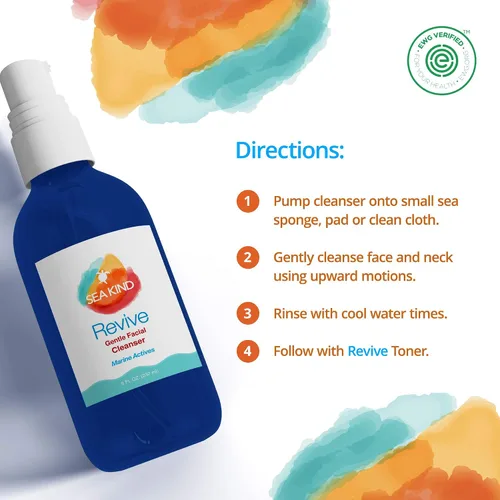 Vista 3 de Revive Limpiador facial, lavado facial natural con activos marinos (algas marinas), aloe vera e ingredientes naturales nutritivos para la piel