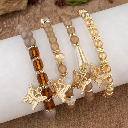 Vista 3 de Pingyongchang Pulseras bohemias para mujer, estilo bohemio, multicapa, con cuentas doradas, apilables, elásticas, hechas a mano, multicolor