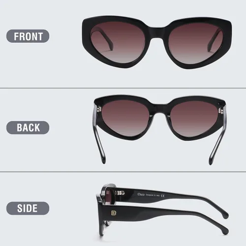 Vista 4 de DUCO Gafas de sol de ojo de gato para mujer, polarizadas, protección UV400, marco de acetato, gafas de sol vintage DC1103