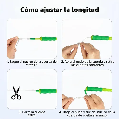 Vista 4 de BIRDDIE Cuerdas de saltar con cuentas suaves, cuerda de saltar de longitud ajustable, cuerda de salto segmentada sin enredos para ejercicio de niños