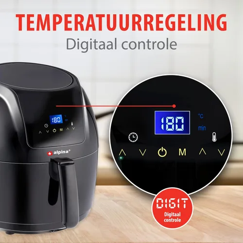 Vista 4 de alpina Air Fryer Oil Free Deep Fryer 5 Litre Electric Deep Fryer with Non-Stick Coating Digital Touch Screen 7-8 People
