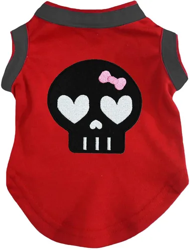 Vista 6 de Petitebella Camisa negra para perro con cara de calavera (huesos, XS)