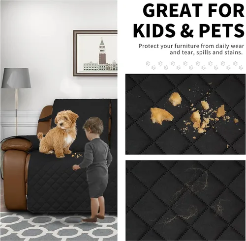 Vista 8 de Easy-Going Funda para Loveseat Reclinable de Gran Tamaño, Funda de Sofá Reversible para Reclinable Doble, Funda de Sofá Dividida para Cada Asiento