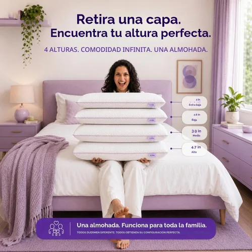 Vista 5 de Ajustar - Almohada de espuma viscoelástica ajustable - Gel refrescante, altura y firmeza personalizables de 3 capas, soporte ergonómico