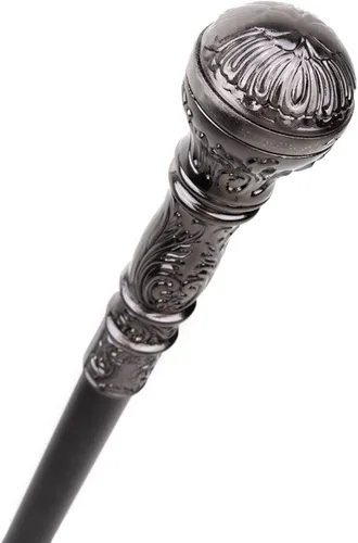 Vista 2 de Bastón redondo de lujo plateado con mango redondo para fiesta, bastón decorativo elegante Crosier Knob Walking Stick 36.6 in