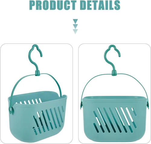 Vista 4 de STOBAZA Cesta de ducha colgante de plástico con gancho para baño, salud, cosméticos, spa, azul