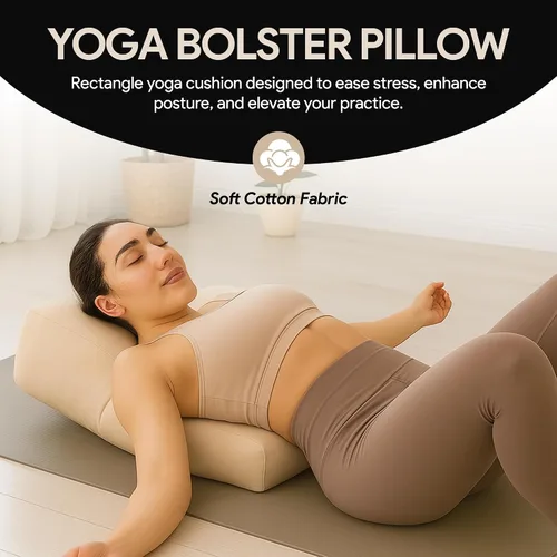 Vista 5 de Almohada rectangular de yoga para meditación, yoga y apoyo de espalda, cojín de meditación suave con funda de algodón extraíble para lavar a mano