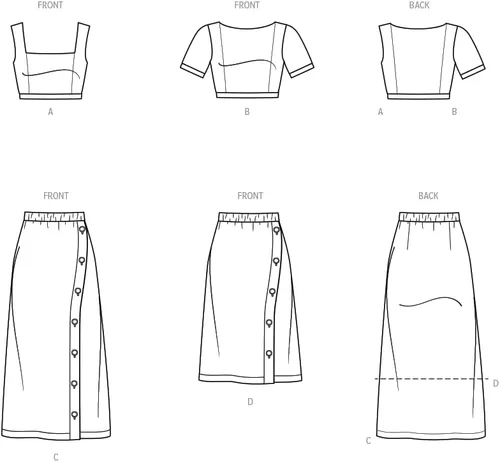 Vista 4 de Know Me Brittany J. Jones - Paquete de patrón de costura para tops y faldas de punto para señoritas y mujeres, código de diseño ME2013, tallas