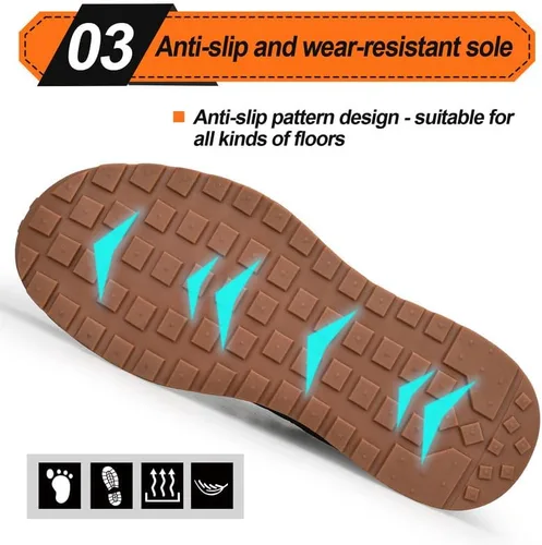 Vista 4 de LAoutun Zapatos de punta de acero para hombres y mujeres, zapatos de trabajo de seguridad indestructibles, ligeros, con puntera de acero