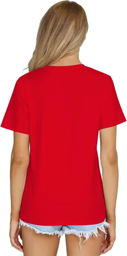 Vista 5 de RightPerson Camisetas de verano básicas de manga corta con cuello redondo y cuello redondo para mujer