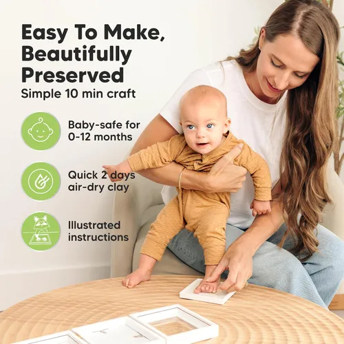 Vista 3 de KeaBabies Regalos de baby shower para niños y niñas, kit de huellas y manos para bebés, kit de huellas de manos para recién nacidos, marco de fotos