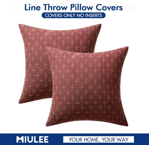 Vista 160 de MIULEE - Juego de 2 fundas de almohada decorativas de lino de arpillera navideñas, modernas, estilo campestre, rústicas, tejidas, con textura