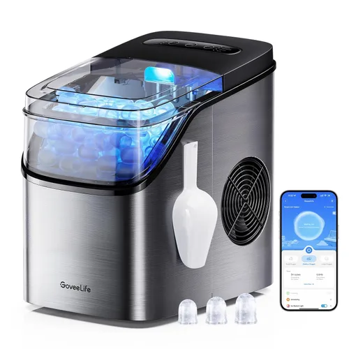 Vista 10 de GoveeLife - Máquina inteligente para hacer hielo de encimera, máquina portátil para hacer hielo con control de voz, 9 cubos de hielo en 6 minutos, 3
