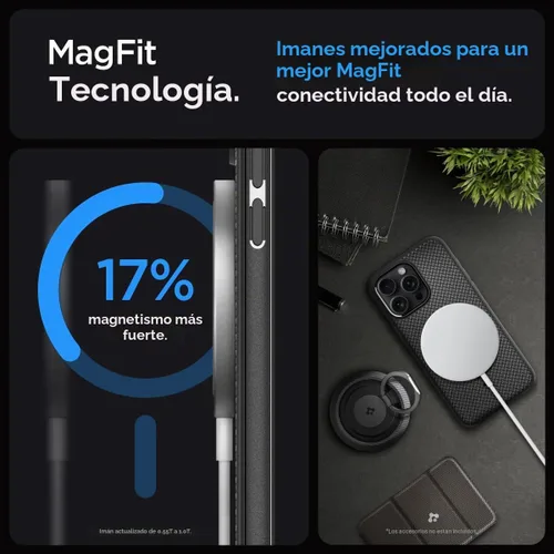 Vista 5 de Spigen Mag Armor MagFit - Funda diseñada para iPhone 15 Pro Max (2023) [protección de grado militar] compatible con MagSafe - negro mate