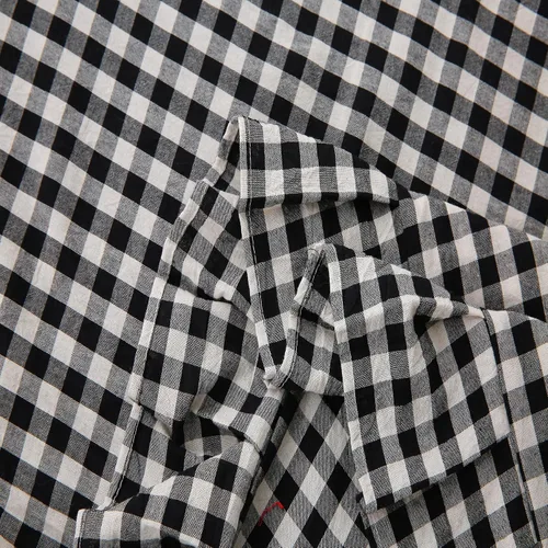 Vista 6 de Fundas de almohada cuadradas a cuadros en blanco y negro con volantes, fundas de almohada a cuadros, fundas de almohada de gingham, fundas