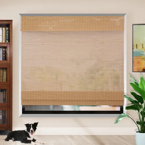Vista 13 de Persianas romanas de bambú, persianas opacas personalizadas con forro, persianas naturales 100% bambú para ventanas, patrón 2501