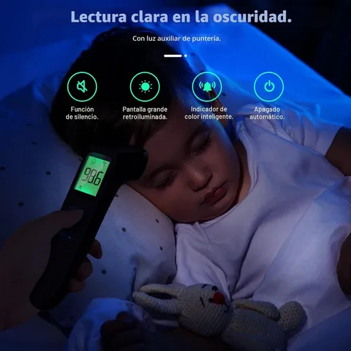 Vista 6 de Termómetro sin contacto para adultos y niños, termómetro digital para bebés con alarma de fiebre, resultado rápido en 1 segundo, fácil de usar, modo