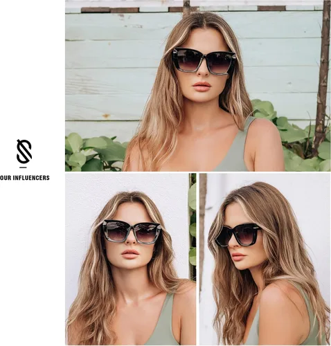 Vista 3 de SOJOS Gafas de sol de gran tamaño para mujer, estilo retro, vintage, de los años 70, a la moda, SJ2231