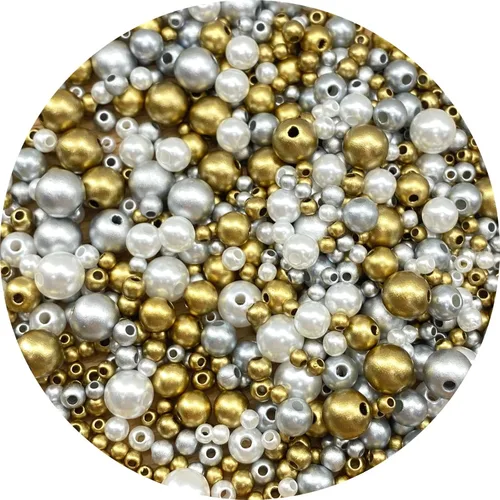 Vista 10 de Cuentas de perlas mixtas de 30 a 0.315 in, perlas redondas sueltas de satén, cuentas de plástico para hacer joyas, aretes, pulseras, collares
