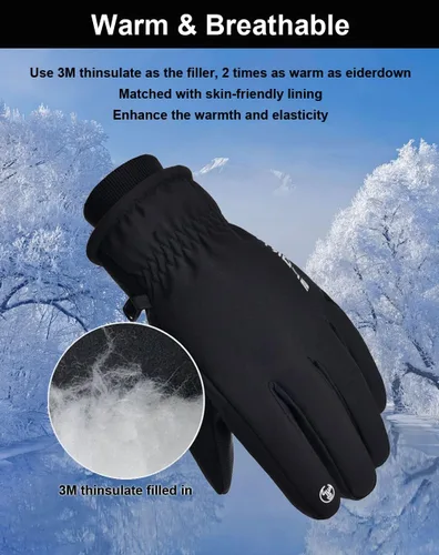 Vista 4 de SUJAYU Guantes de invierno para hombres y mujeres, guantes de pantalla táctil, guantes de motos de nieve, guantes de esquí, guantes de snowboard