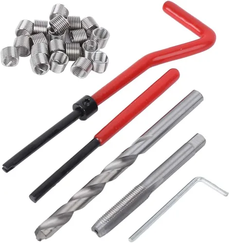Vista 9 de Ejoyous Kit de reparación de roscas, 25 piezas de insertos de reparación de roscas M7, instalación de roscas dañadas, kit de herramientas de roscas