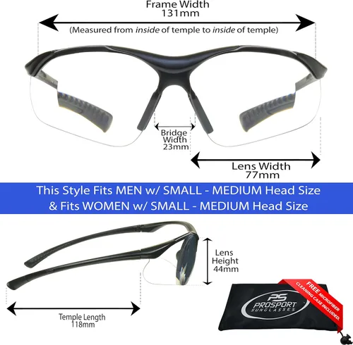 Vista 2 de proSPORT Gafas de seguridad para lector de lentes completas, transparentes o ahumadas, curva envolvente, no bifocales