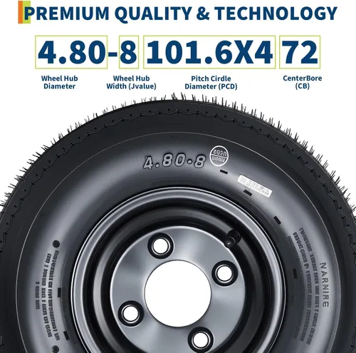 Vista 3 de Garvee 2-Pack 4.80-8 4.80x8 Trailer Tires with 8" Rims