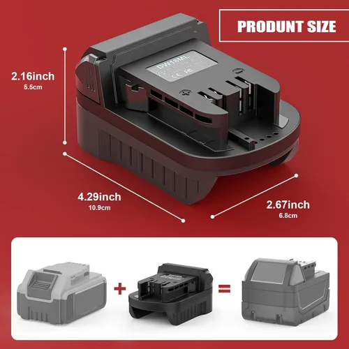 Vista 3 de aikeec Adaptador de batería compatible con Dewalt a compatible con Miwaulkee, puerto de carga USB/Tipo-C, convertidor de batería de 18 V/20 V