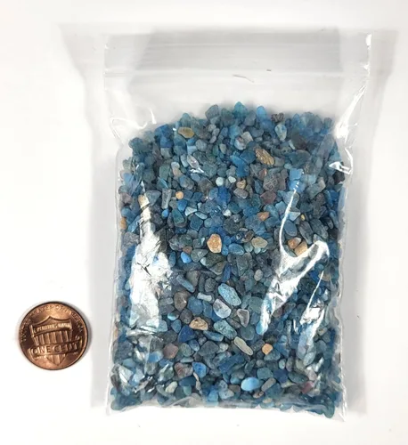 Vista 2 de Piedras pequeñas de apatita azul intenso, 7.05 oz (7 onzas), piedras preciosas pulidas, piedras preciosas naturales brillantes, muestras minerales