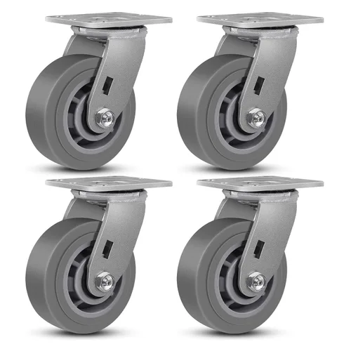 Vista 22 de Ruedas giratorias resistentes de 4 pulgadas, rueda de goma industrial, ruedas giratorias con freno, paquete de 1 con capacidad de hasta 600 libras