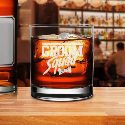 Vista 5 de Pajarita de escuadrón del novio de cristal de whisky - Regalo para padrinos de boda despedida de soltero
