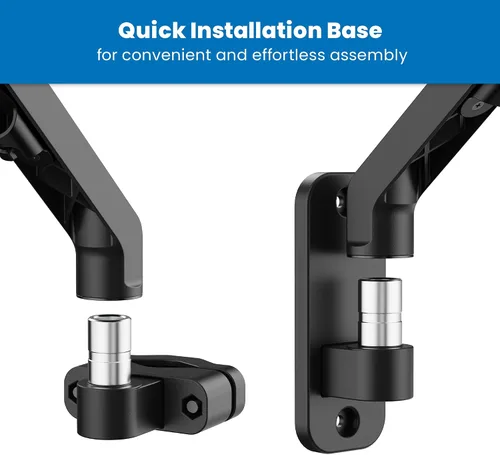 Vista 2 de Mount-It! Montaje de teclado en pared con opción de poste, bandeja ajustable para teclado y mouse con brazo de resorte, extensión giratoria