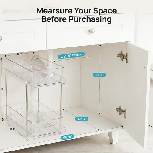 Vista 6 de Vtopmart Paquete de 2 organizadores de plástico más grandes para baño y cocina debajo del fregadero (M-superior)