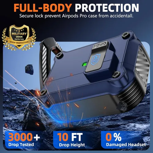 Vista 4 de Pohgelan Compatible con AirPods Pro 2ª/1ª funda (azul)