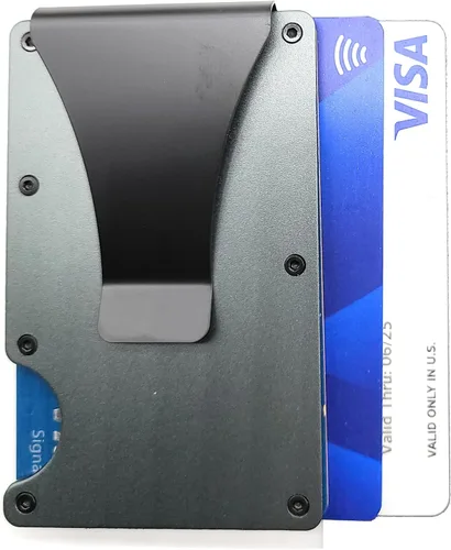 Vista 3 de Cartera de fibra de carbono gris Minimalista