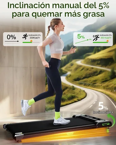 Vista 8 de AKLUER Caminadora para caminar - Cinta de correr para debajo del escritorio Negro claro