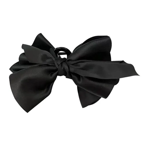 Vista 6 de Jumwrit Pinza para el cabello, pinza de pelo con lazo grande, sujeción fuerte, diseño francés, negro, accesorio de peinado de moda para mujeres