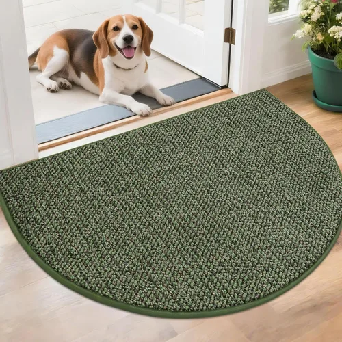 Vista 18 de BEQHAUSE Tapete Atrapa Suciedad para Puerta 17" x 30" Semicírculo Antideslizante Lavable Tapetes de Entrada Alfombras Absorbentes de Bienvenida