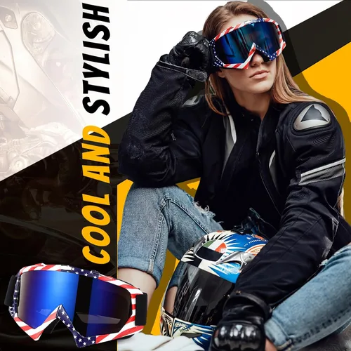 Vista 3 de Tallew 4 pares de gafas de motocross para motocicleta, motocross, carreras, ATV, para hombres y mujeres, deportes de potencia y esquí